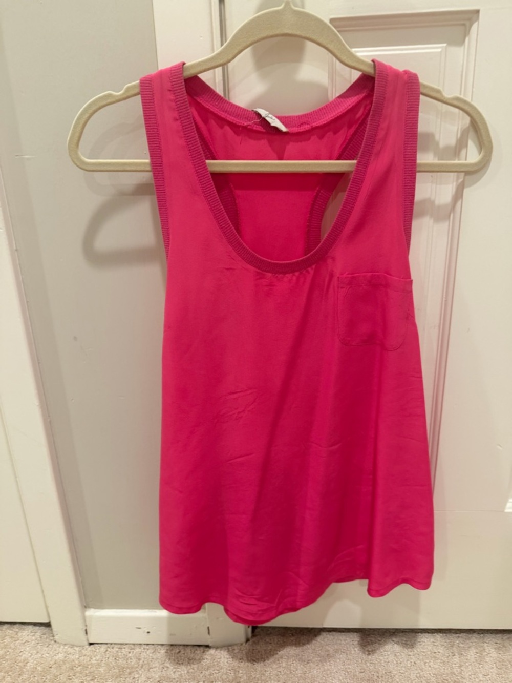 Joie Hot Pink Scoop Neck Tank with Chest Pocket